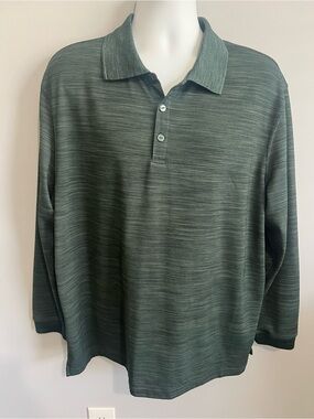 Haggar Men's Size XL Green Long Sleeve Polo Shirt